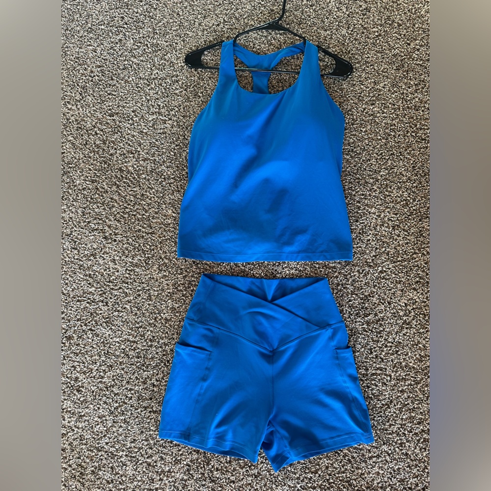 Blue crz yoga athletic workout set💙